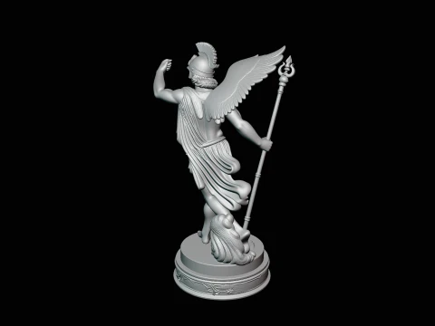 Winged Messenger God Statue Design 2 - 3D Print Model 3D Print Model