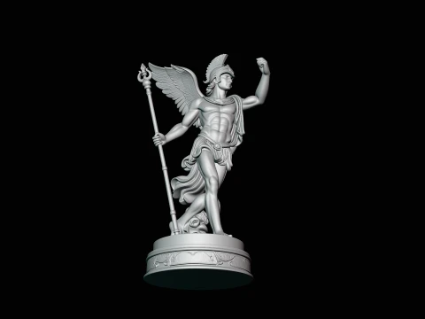 Winged Messenger God Statue Design 2 - 3D Print Model 3D Print Model