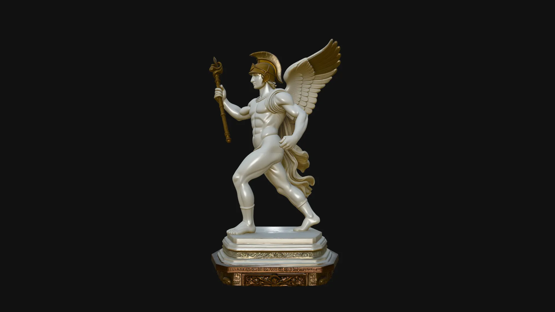 Winged Messenger God Statue Design 3 - 3D Print Model 3D Print Model .c4d .max .obj .3ds .fbx .stl .blend 