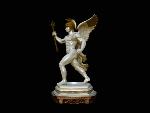 Winged Messenger God Statue Design 3 - 3D Print Model Modelo de impresión 3D