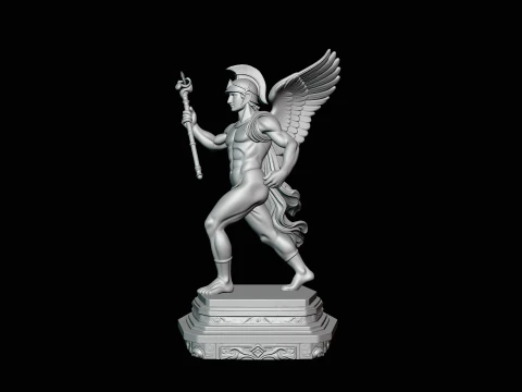 Winged Messenger God Statue Design 3 - 3D Print Model 3D Print Model