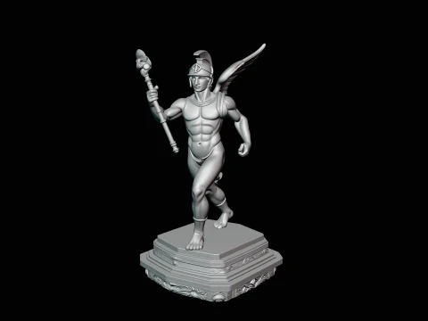 Winged Messenger God Statue Design 3 - 3D Print Model 3D Print Model
