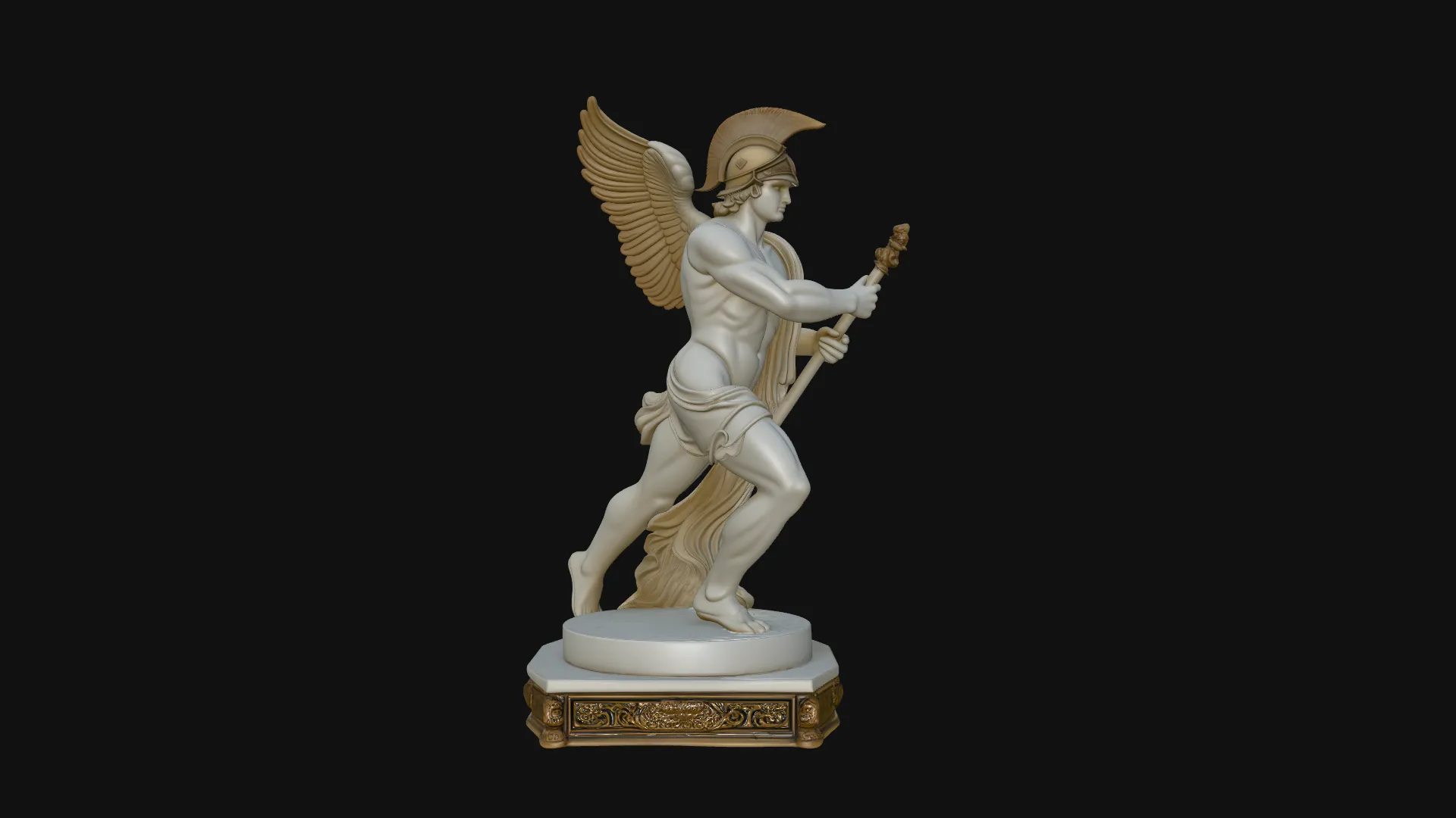 Winged Messenger God Statue Design 4 - 3D Print Model 3D Print Model .c4d .max .obj .3ds .fbx .stl .blend 