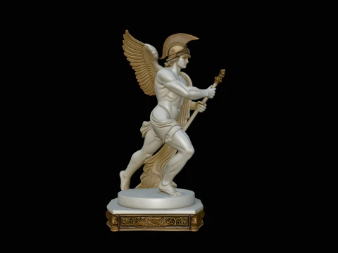 Winged Messenger God Statue Design 4 - 3D Print Model 3D Print Model