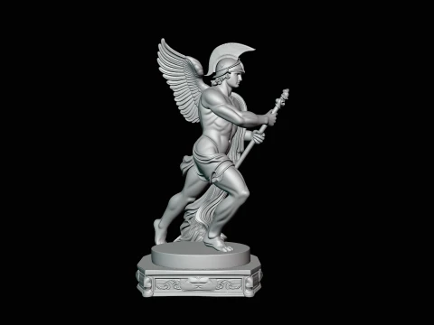Winged Messenger God Statue Design 4 - 3D Print Model 3D Print Model