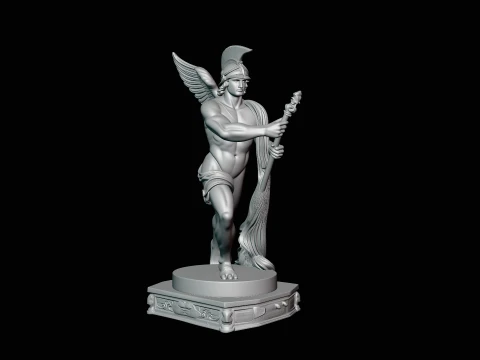 Winged Messenger God Statue Design 4 - 3D Print Model 3D Print Model