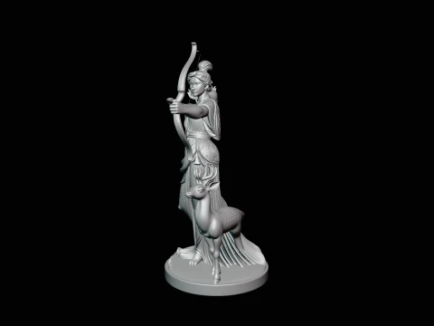 Artemis with Bow and Deer Statue Design 1 - 3D Print Model 3D Print Model