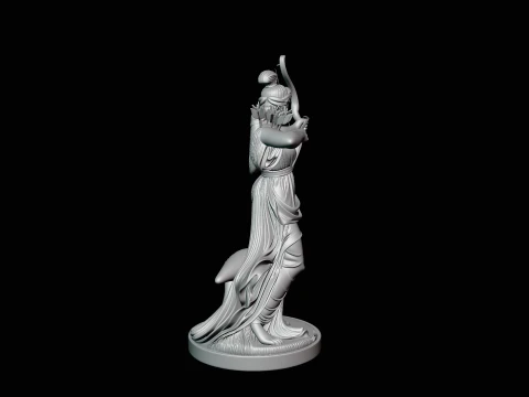 Artemis with Bow and Deer Statue Design 1 - 3D Print Model 3D Print Model