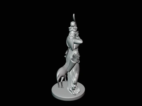 Artemis with Bow and Deer Statue Design 2 - 3D Print Model 3D Print Model