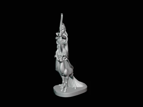 Artemis with Bow and Deer Statue Design 3 - 3D Print Model 3D Print Model