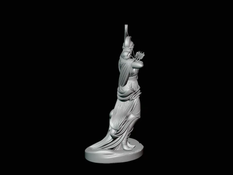 Artemis with Bow and Deer Statue Design 3 - 3D Print Model 3D Print Model