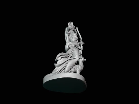 Artemis with Bow and Deer Statue Design 3 - 3D Print Model 3D Print Model