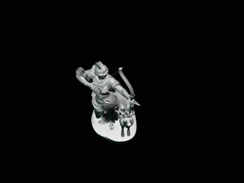 Artemis with Bow and Deer Statue Design 3 - 3D Print Model 3D Print Model