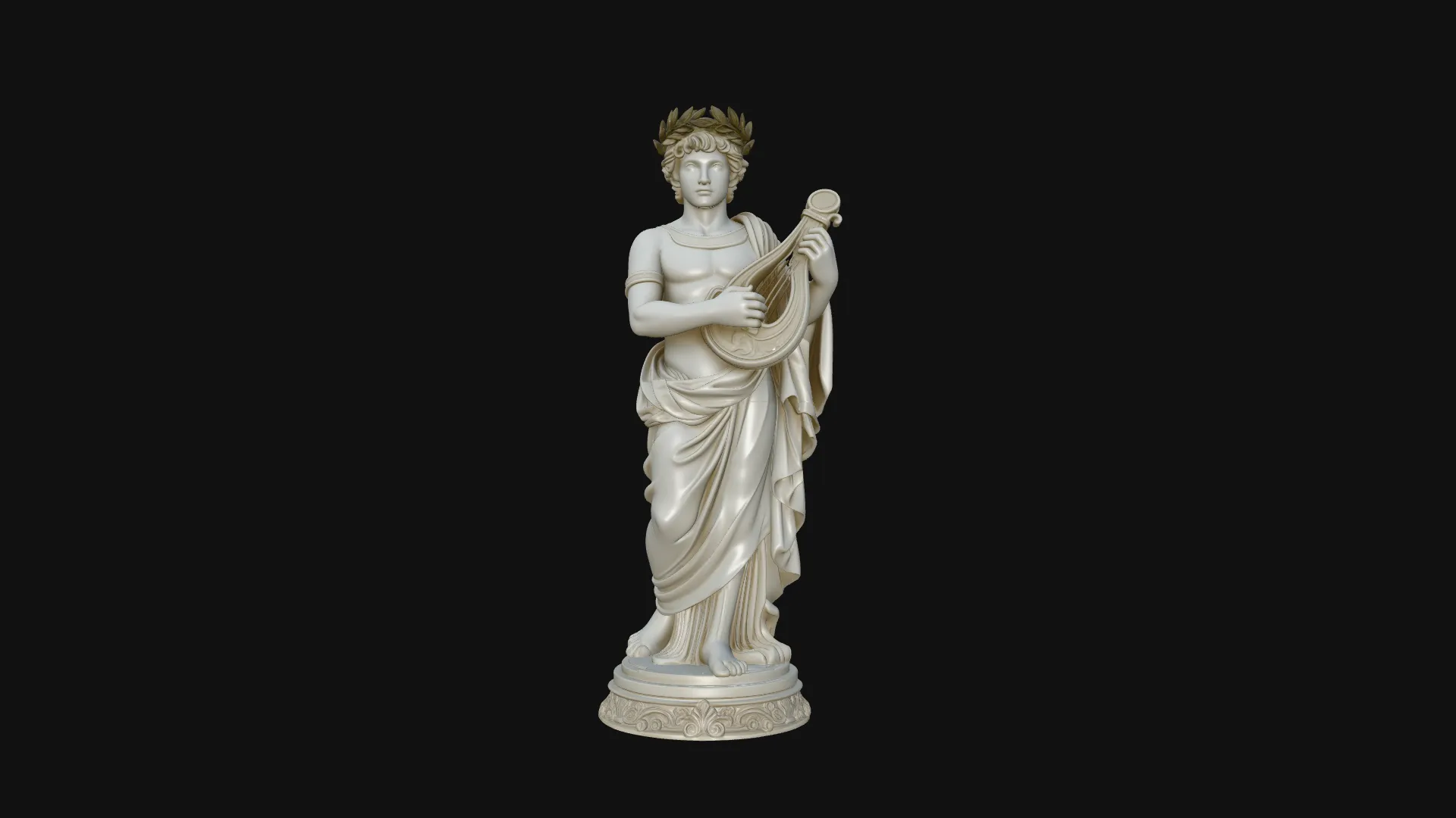 Apollo with Lyre Statue Design 1 - 3D Print Model 3D Print Model .c4d .max .obj .3ds .fbx .stl .blend 