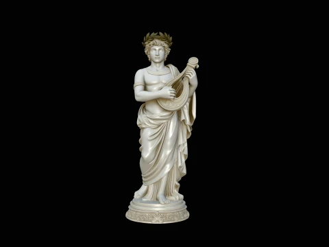 Apollo with Lyre Statue Design 1 - 3D Print Model 3D Print Model