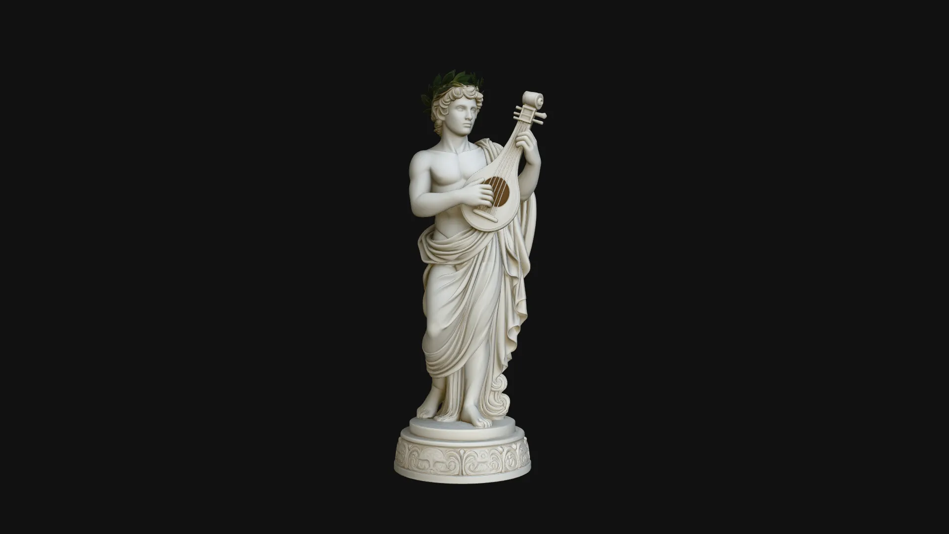 Apollo with Lyre Statue Design 3 - 3D Print Model 3D Print Model .c4d .max .obj .3ds .fbx .stl .blend 