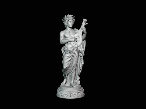 Apollo with Lyre Statue Design 3 - 3D Print Model 3D Print Model