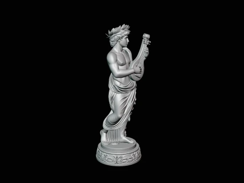 Apollo with Lyre Statue Design 3 - 3D Print Model 3D Print Model