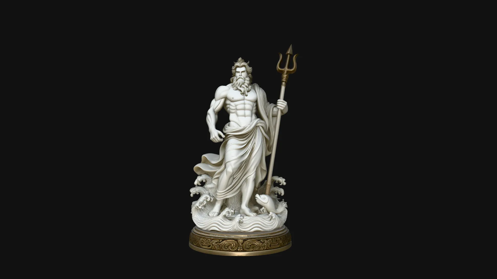 Poseidon with Trident Statue Design 9 - 3D Print Model 3D Print Model .c4d .max .obj .3ds .fbx .stl .blend 