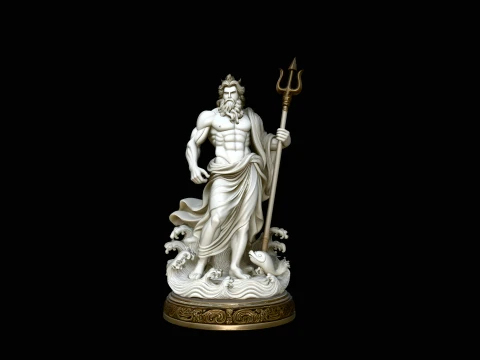 Poseidon with Trident Statue Design 9 - 3D Print Model 3D Print Model