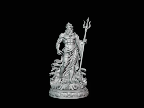 Poseidon with Trident Statue Design 9 - 3D Print Model 3D Print Model