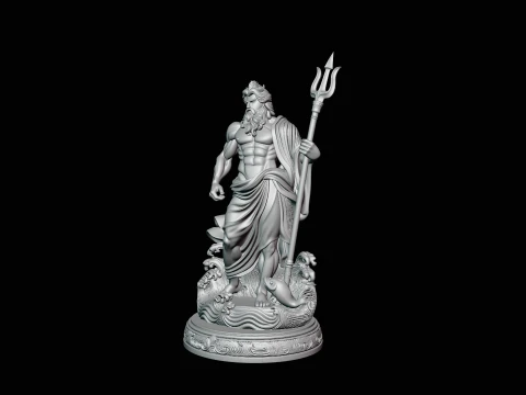 Poseidon with Trident Statue Design 9 - 3D Print Model 3D Print Model