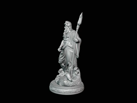 Poseidon with Trident Statue Design 9 - 3D Print Model 3D Print Model