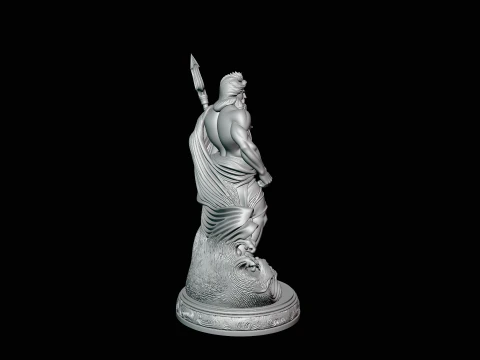 Poseidon with Trident Statue Design 9 - 3D Print Model 3D Print Model