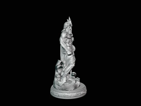 Poseidon with Trident Statue Design 9 - 3D Print Model 3D Print Model