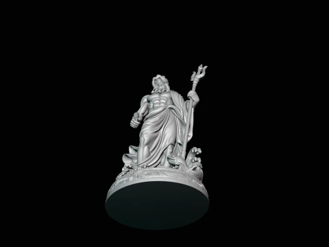 Poseidon with Trident Statue Design 9 - 3D Print Model 3D Print Model