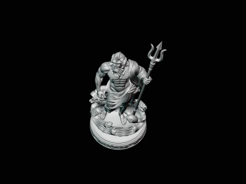Poseidon with Trident Statue Design 9 - 3D Print Model 3D Print Model