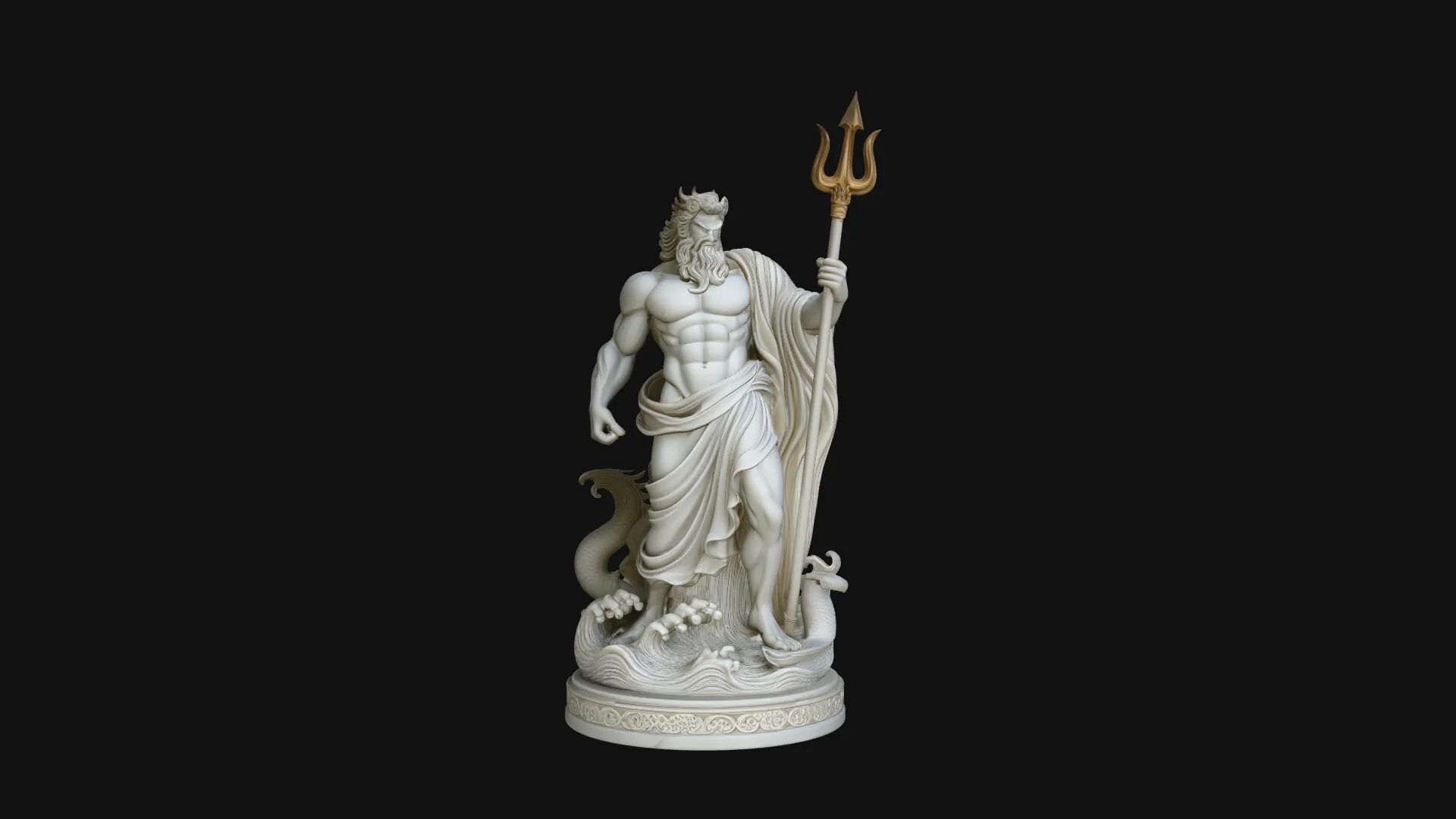 Poseidon with Trident Statue Design 10 - 3D Print Model 3D Print Model .c4d .max .obj .3ds .fbx .stl .blend 