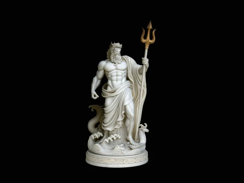 Poseidon with Trident Statue Design 10 - 3D Print Model 3D Print Model