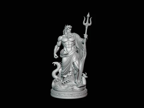 Poseidon with Trident Statue Design 10 - 3D Print Model 3D Print Model