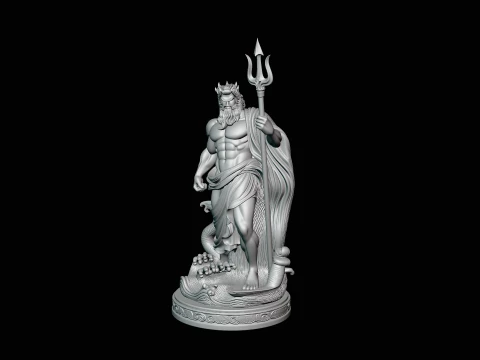 Poseidon with Trident Statue Design 10 - 3D Print Model 3D Print Model
