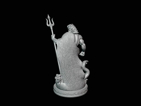 Poseidon with Trident Statue Design 10 - 3D Print Model 3D Print Model