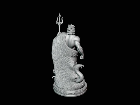 Poseidon with Trident Statue Design 10 - 3D Print Model 3D Print Model