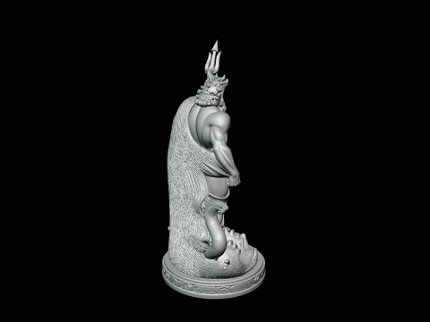 Poseidon with Trident Statue Design 10 - 3D Print Model 3D Print Model
