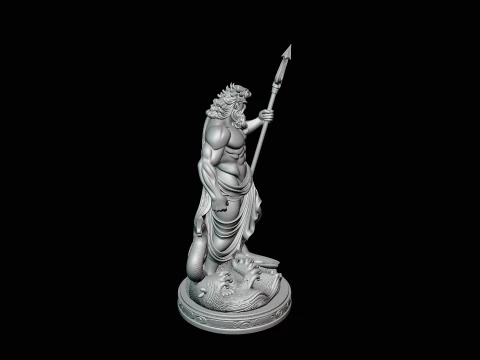 Poseidon with Trident Statue Design 10 - 3D Print Model 3D Print Model