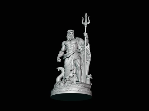 Poseidon with Trident Statue Design 10 - 3D Print Model 3D Print Model
