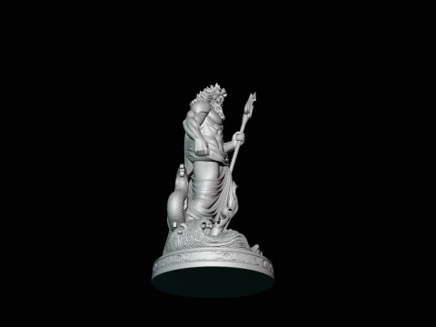 Poseidon with Trident Statue Design 10 - 3D Print Model 3D Print Model