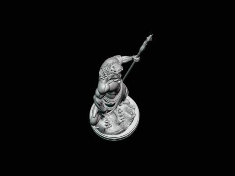 Poseidon with Trident Statue Design 10 - 3D Print Model 3D Print Model