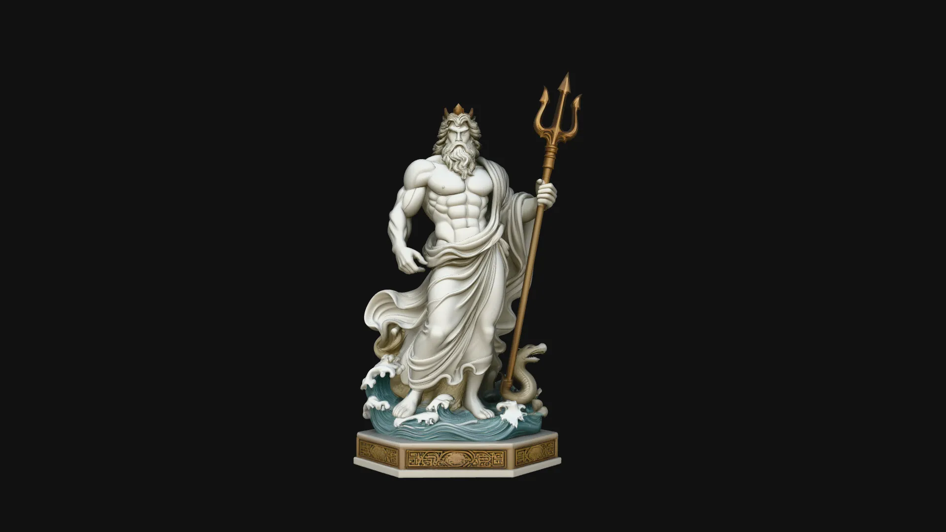 Poseidon with Trident Statue Design 11 - 3D Print Model 3D Print Model .c4d .max .obj .3ds .fbx .stl .blend