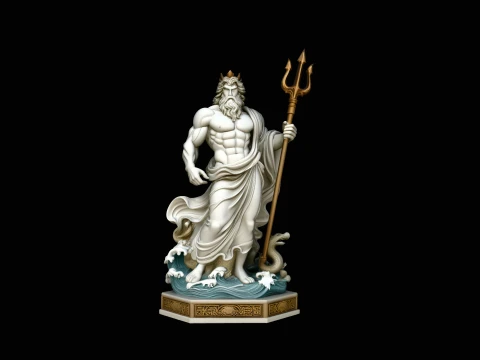 Poseidon with Trident Statue Design 11 - 3D Print Model Modelo de Impressão 3D