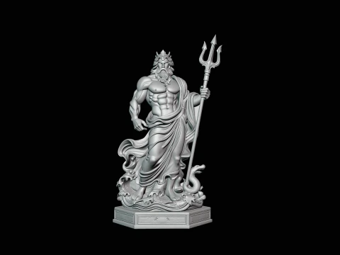 Poseidon with Trident Statue Design 11 - 3D Print Model 3D Print Model