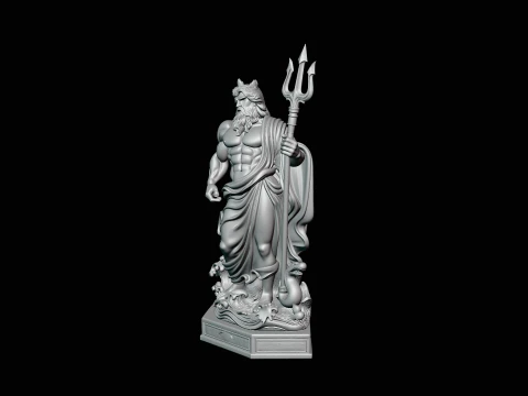 Poseidon with Trident Statue Design 11 - 3D Print Model 3D Print Model