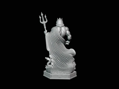 Poseidon with Trident Statue Design 11 - 3D Print Model 3D Print Model