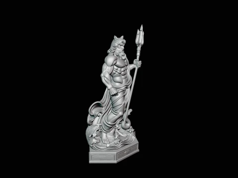 Poseidon with Trident Statue Design 11 - 3D Print Model 3D Print Model