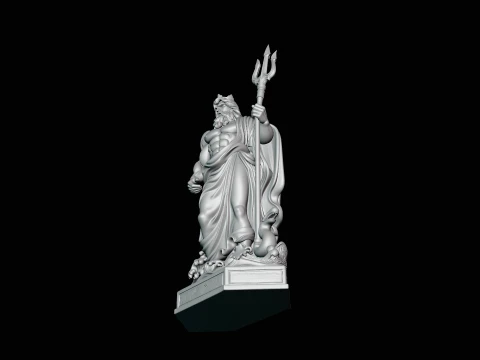Poseidon with Trident Statue Design 11 - 3D Print Model 3D Print Model