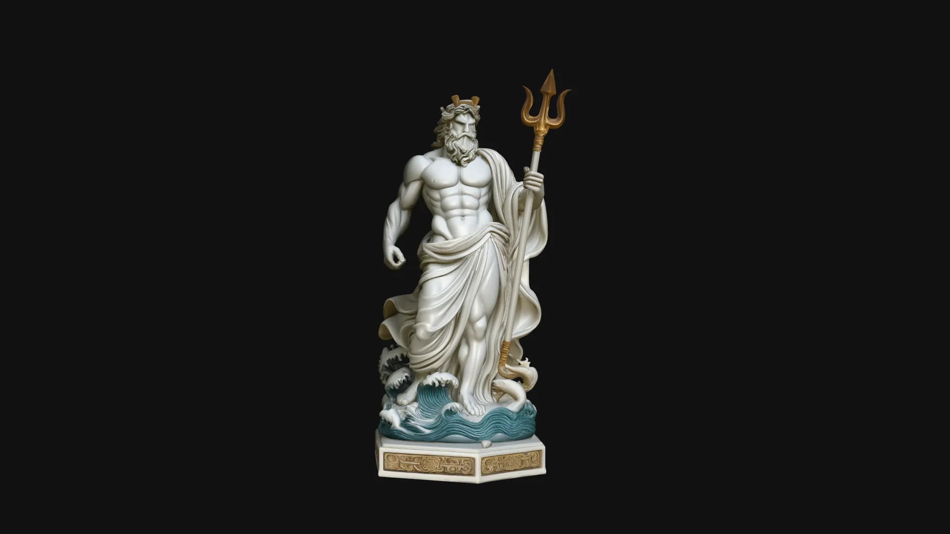 Poseidon with Trident Statue Design 12 - 3D Print Model 3D Print Model .c4d .max .obj .3ds .fbx .stl .blend 